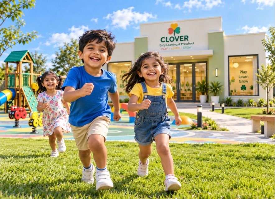 Children exploring outdoors at Clover